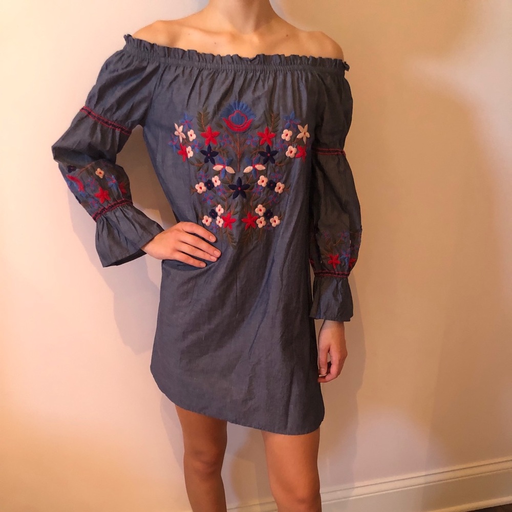 Max Studio Off the Shoulder Chambray Dress